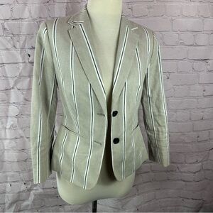 Banana Republic Beige White Striped Blazer sz 0 tailored classic office